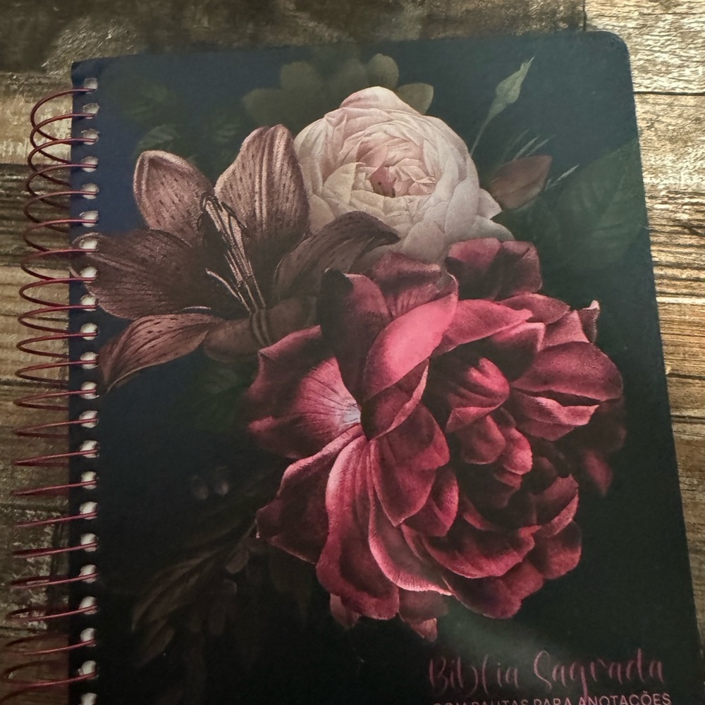 Floral Spiral Notebook with Pink and White Flowers